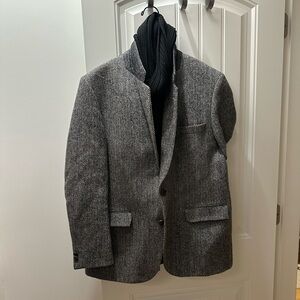 Vintage Harris Tweed Black and White Herringbone As Found